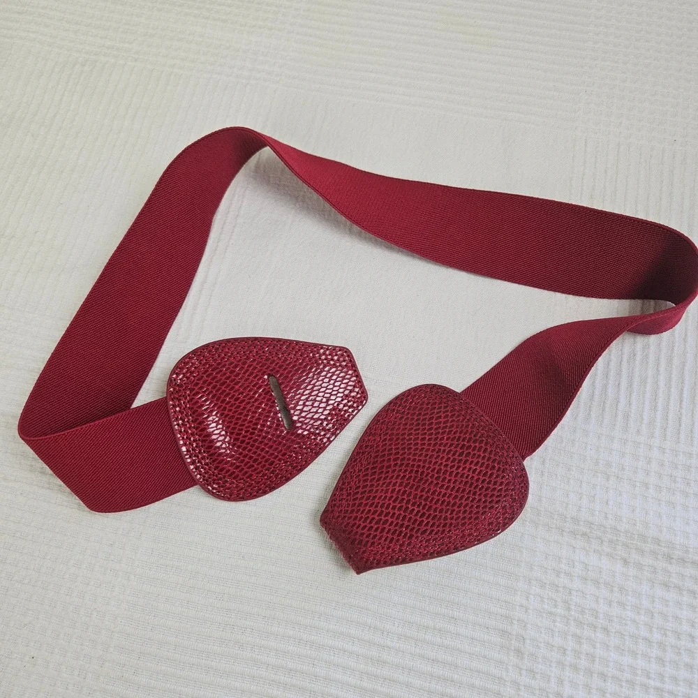 Stretch Waist Interlock Belt OS‎ Dark Red 80s Inspired